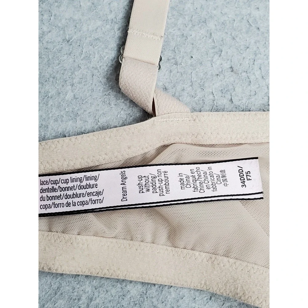 Victoria's Secret Women Bra 34DD Beige Dream Angels Push Up No Padding Underwire